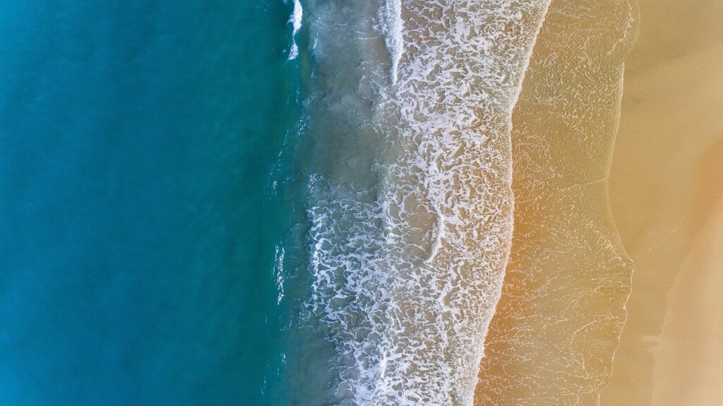 Aerial view of the coastal bay